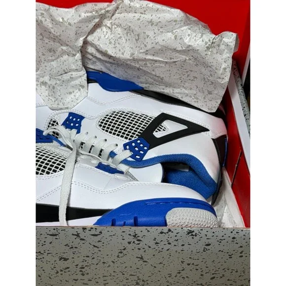 Nike Air Jordan 4 Retro Mid Motorsports 308497-117 Mens SZ 10 White Blue Sneaker - Picture 6 of 12